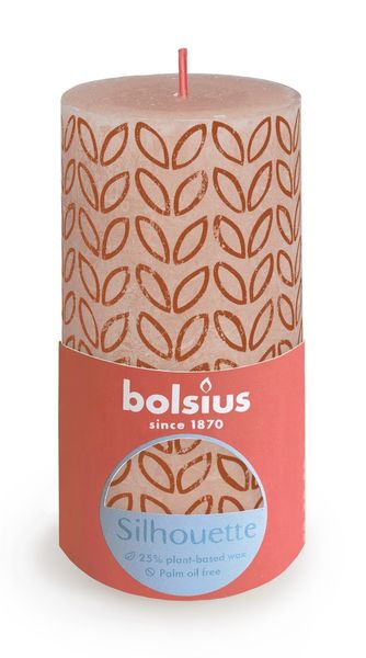 Bolsius Rustic Silhouette Pillar Candle 130 x 68mm - Misty Pink