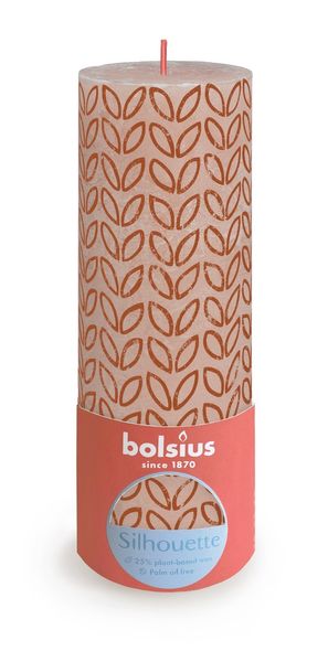  Bolsius Rustic Silhouette Pillar Candle 190 x 68mm - Misty Pink