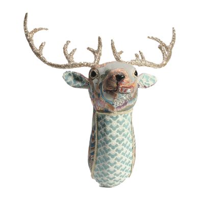 H17.5*W35*D42CM DEER HEAD,fabric,BLUE