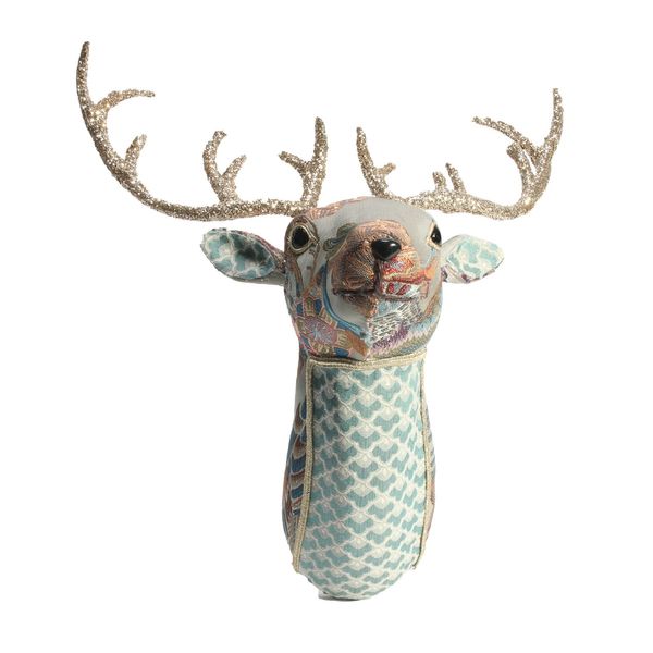 H17.5*W35*D42CM DEER HEAD,fabric,BLUE