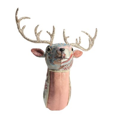 H17.5*W42*D35CM Deer Head,fabric,PINK