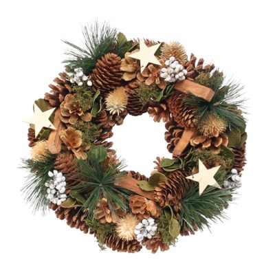 30cm Woodland / Wooden White Stars / Fruit wreath