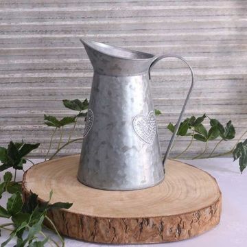 Washed Zinc Jug with Embossed Heart (12x21.8cm)
