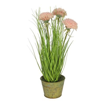46cm Mum Grass w/Pot Pink