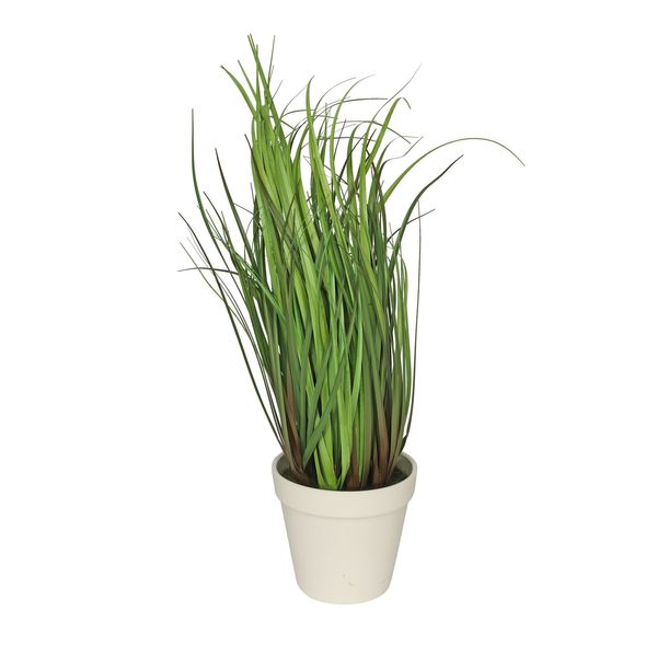 46cm Grass w/White Pot Green