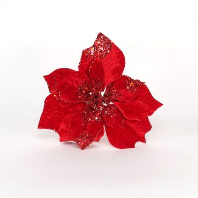 Poinsettia W/Clip Red