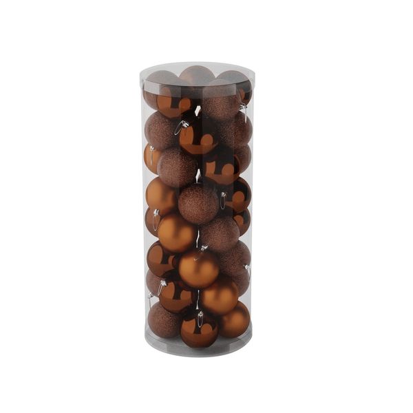 Brown 8cm Plastic Ball in tube (matt,shiny,glitter) x 40