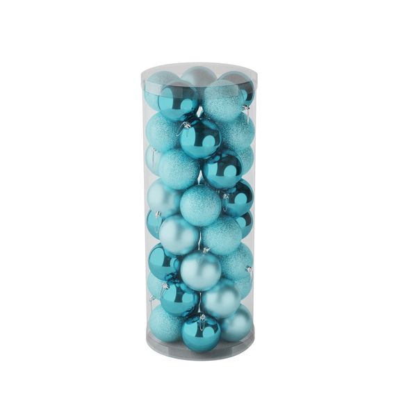 Ice Blue 8cm Plastic Ball in tube (matt,shiny,glitter) x 40