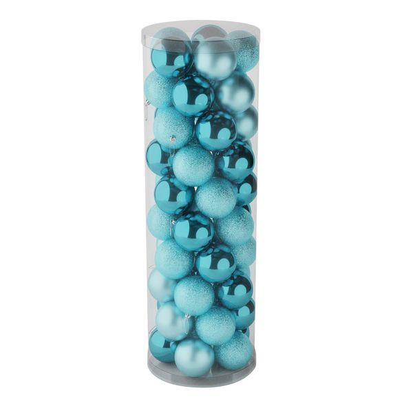 Ice Blue 10cm Plastic Ball in tube (matt,shiny,glitter) x 50