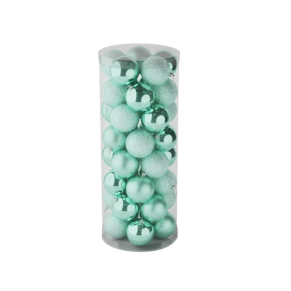 Mint Green 8cm Plastic Ball in tube (matt,shiny,glitter) x 40