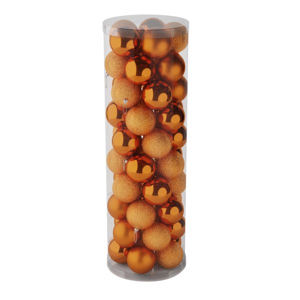 Orange 10cm Plastic Ball in tube (matt,shiny,glitter) x 50