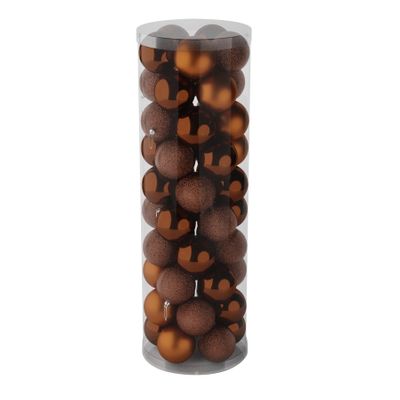 Brown 10cm Plastic Ball in tube (matt,shiny,glitter) x 50