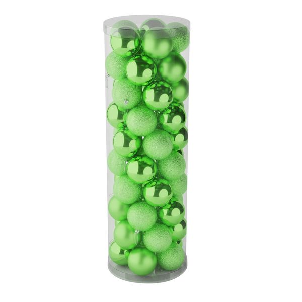 Light Green 10cm Plastic Ball in tube (matt,shiny,glitter) x 50