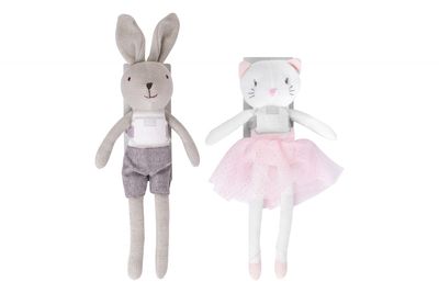 40Cm Knitted Bunny & Cat
