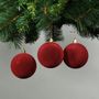 Bright Red 8cm Velvet Baubles