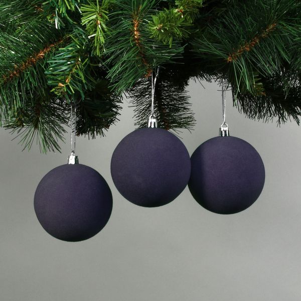 Midnight Blue 8cm Velvet Baubles