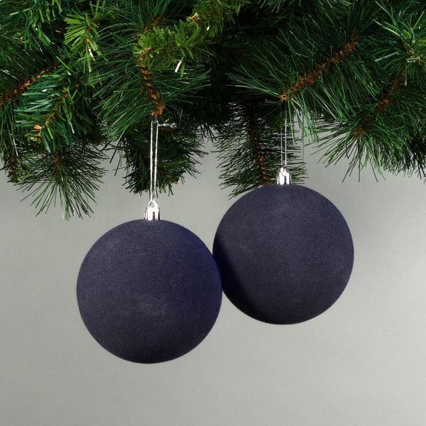 Midnight Blue 10cm Velvet Baubles