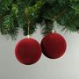 Bright Red 10cm Velvet Baubles