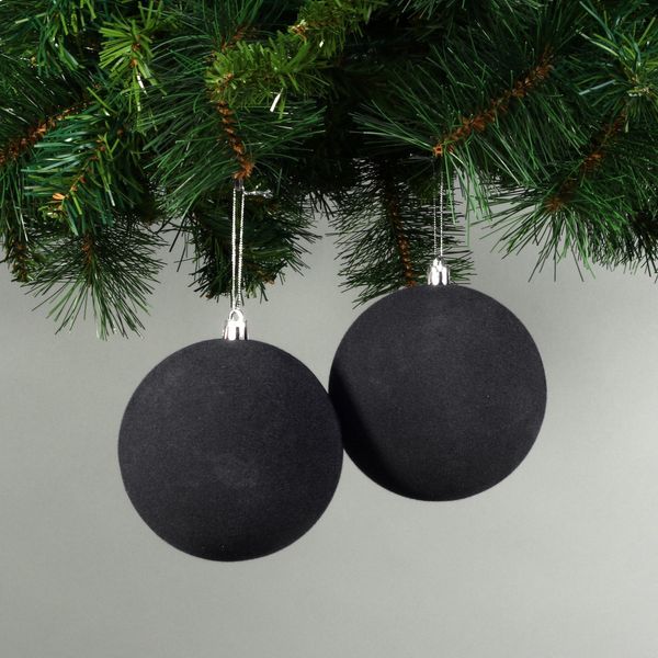 Black 10cm Velvet Baubles