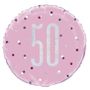 18 Inch Pink and Silver Prismatic 50th Birthday Foil Balloon