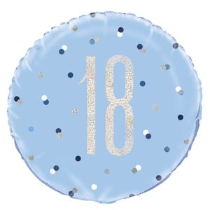 18 Inch Blue and Silver Prismatic 18th Birthday Foil Balloon