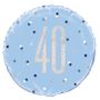 18 Inch Blue and Silver Prismatic 40th Birthday Foil Balloon