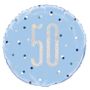 18 Inch Blue and Silver Prismatic 50th Birthday Foil Balloon