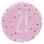 18 Inch Pink and Silver Prismatic 21st Birthday Foil Balloon