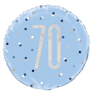 18 Inch Blue and Silver Prismatic 70th Birthday Foil Balloon