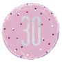 18 Inch Pink and Silver Prismatic 30th Birthday Foil Balloon