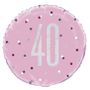 18 Inch Pink and Silver Prismatic 40th Birthday Foil Balloon