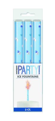 Pack of 3 Blue and Silver Ice Fountain Candles