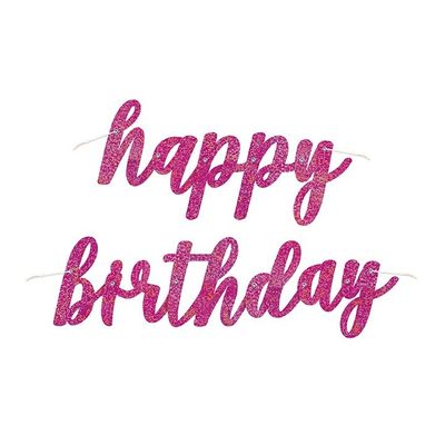Pink Prismatic Foil Jointed Happy Birthday Banner