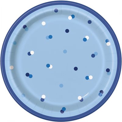 7 Inch Blue and Silver Dot Plate
