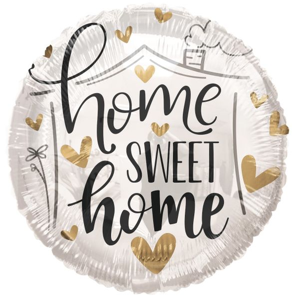 Home Sweet Home - Balloon with Gold Hearts 18 Inch