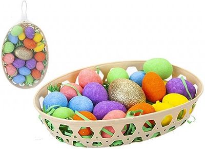 21Pc Golden Egg Hunt Set In Basket With Hangtag. 2 Colours