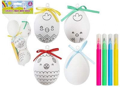 Set Of 4 Colour Your Own Eggs With 4 Pens In Net Bag