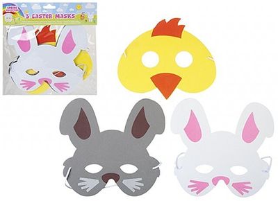 Set Of 3 Eva Easter Masks In Opp Bag With Header Card
