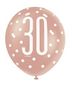 Assorted Rose Gold and White All Over Print 30th Latex Balloon