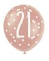 Assorted Rose Gold and White All Over Print 21st Latex Balloon