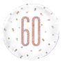 18 Inch Rose Gold and White Prismatic 60th Foil Balloon