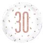 18 Inch Rose Gold and White Prismatic 30th Foil Balloon