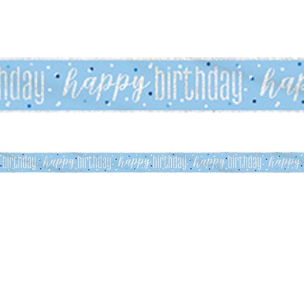 Blue and Silver Happy Birthday Foil Banner