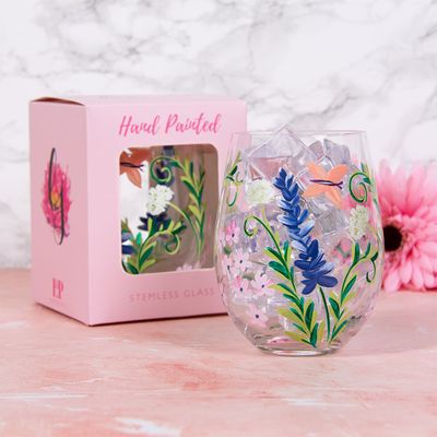 Botanical and Butterfly Stemless Glass