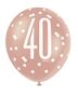 Assorted Rose Gold and White All Over Print 40th Latex Balloon