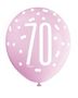 	Assorted All Over Print Pink and Silver 70th Latex Balloon