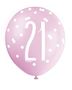 Assorted All Over Print Pink and Silver 21st Latex Balloon