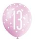 	Assorted All Over Print Pink and Silver 13th Latex Balloon