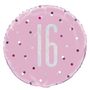 18 Inch Pink and Silver Prismatic 16th Birthday Foil Balloon