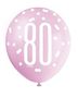 Assorted All Over Print Pink and Silver 80th Latex Balloon